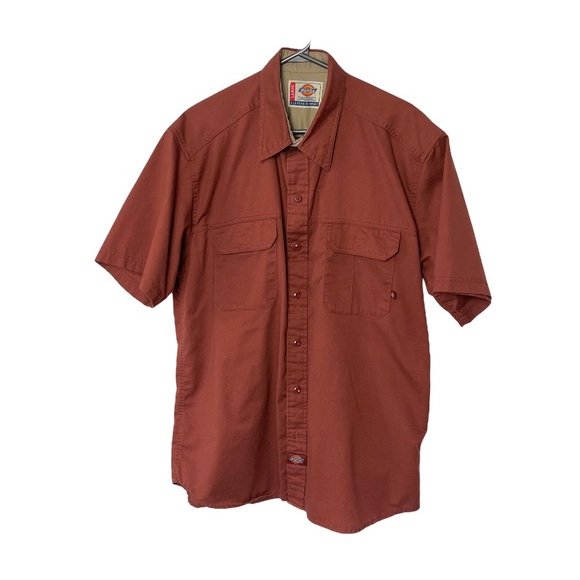 Dickies Other - DICKIES Rust Red Brown Short Sleeve Button Front Shirt L